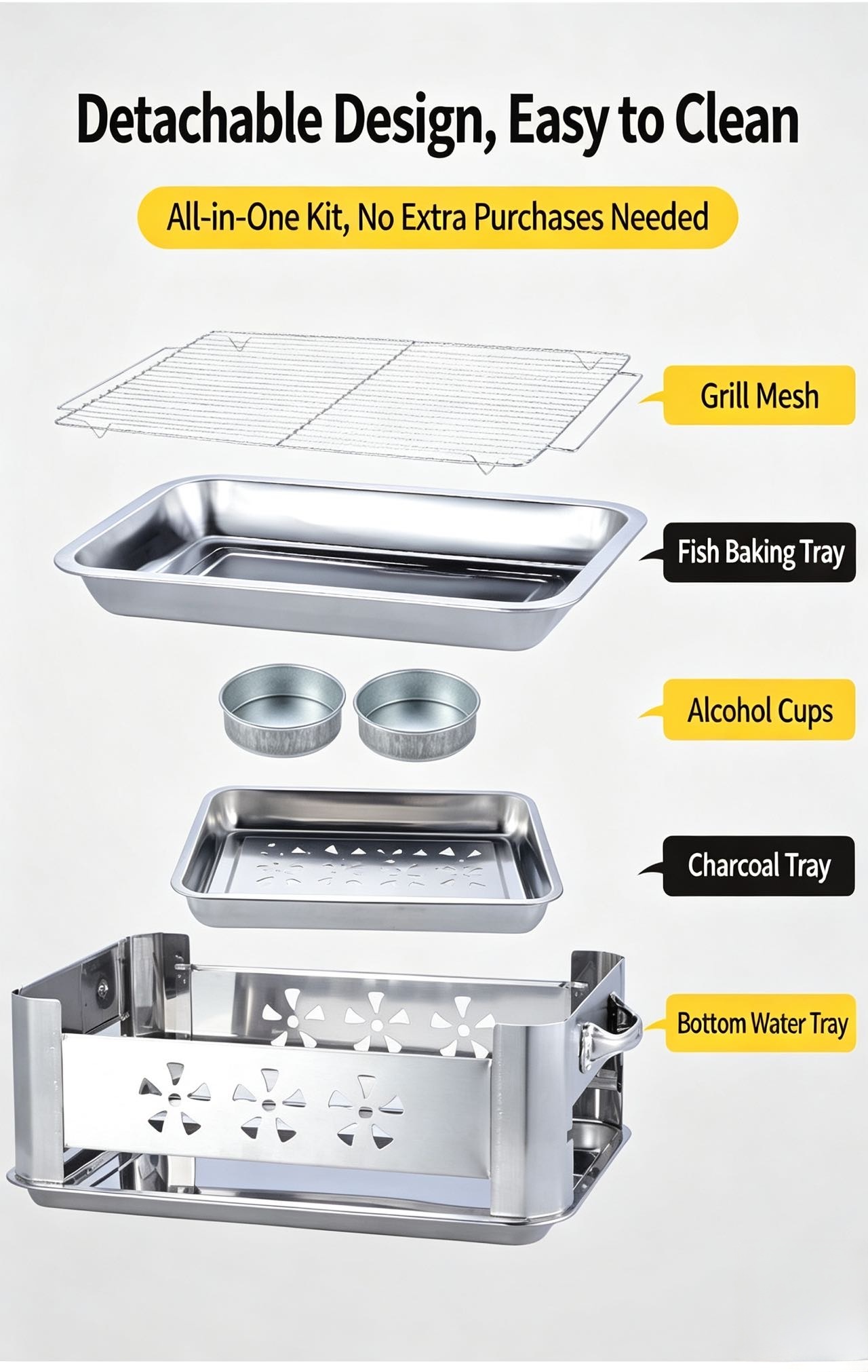 Portable charcoal fish stove ready for outdoor cooking